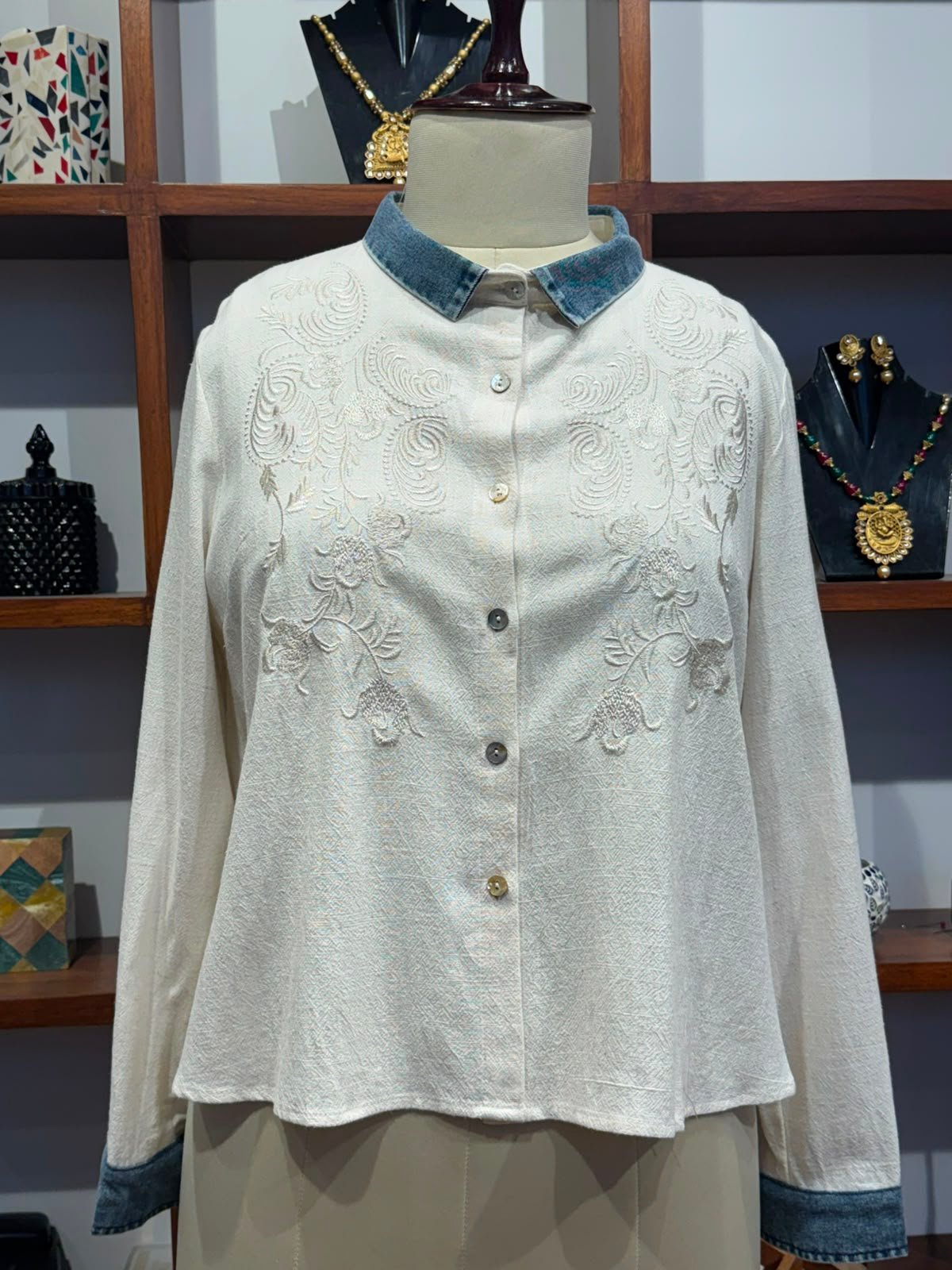 cotton denim caller shirt  white