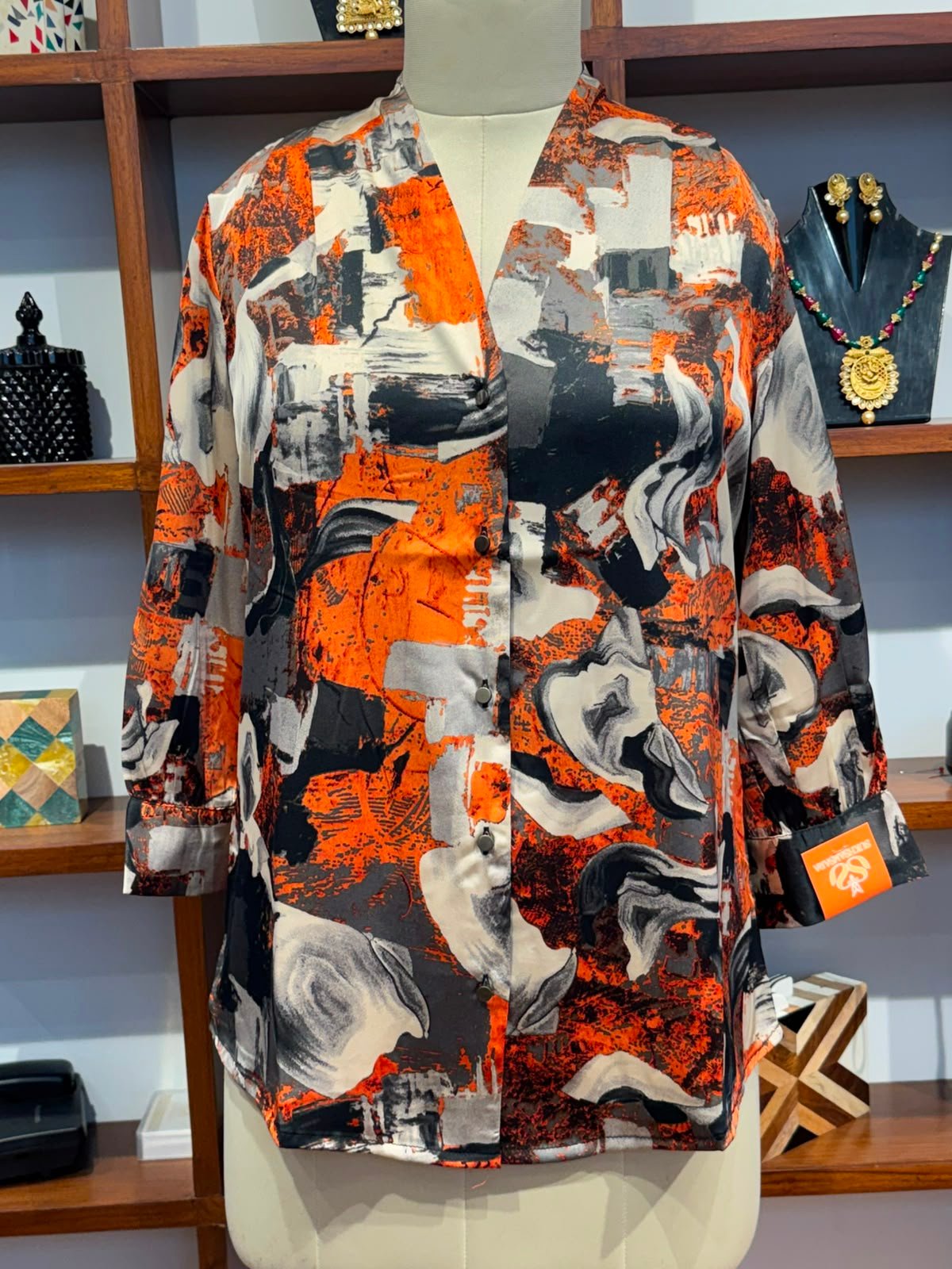 fabric moss crepe  abstract print