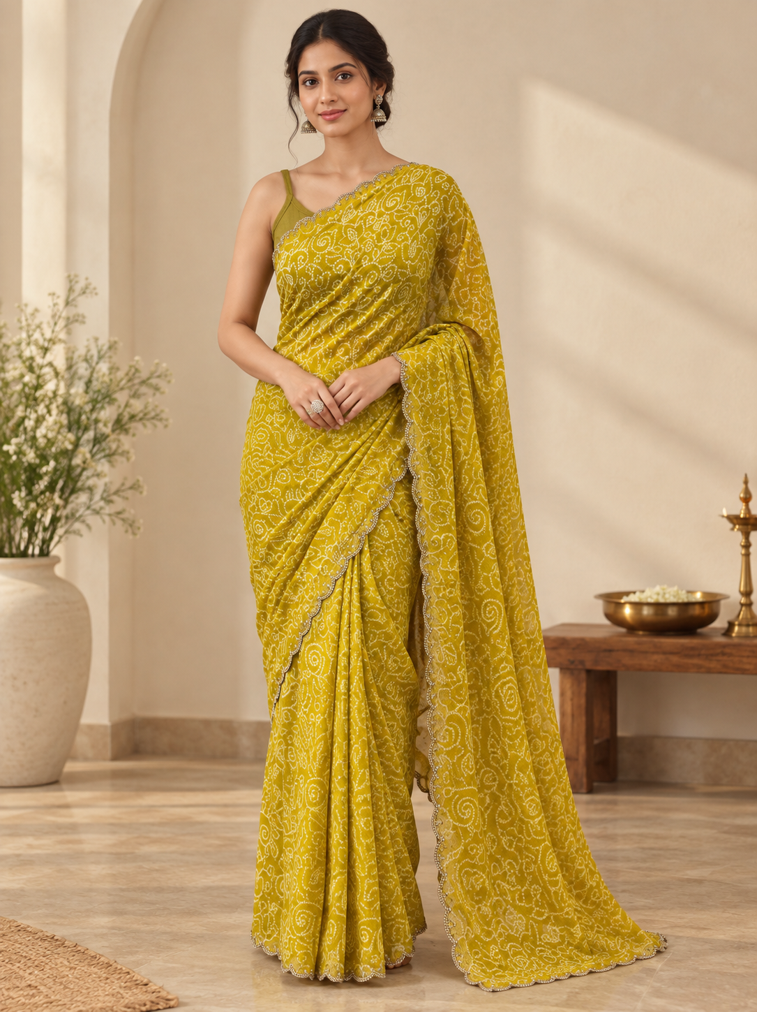 fabric georgette bandhni print