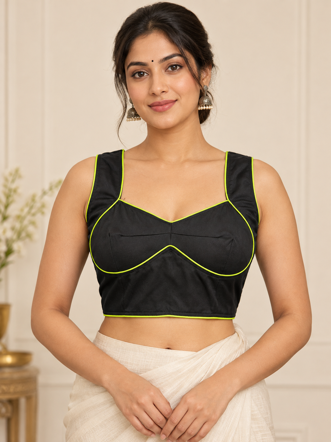 Premium Hand Stitched Black Blouse