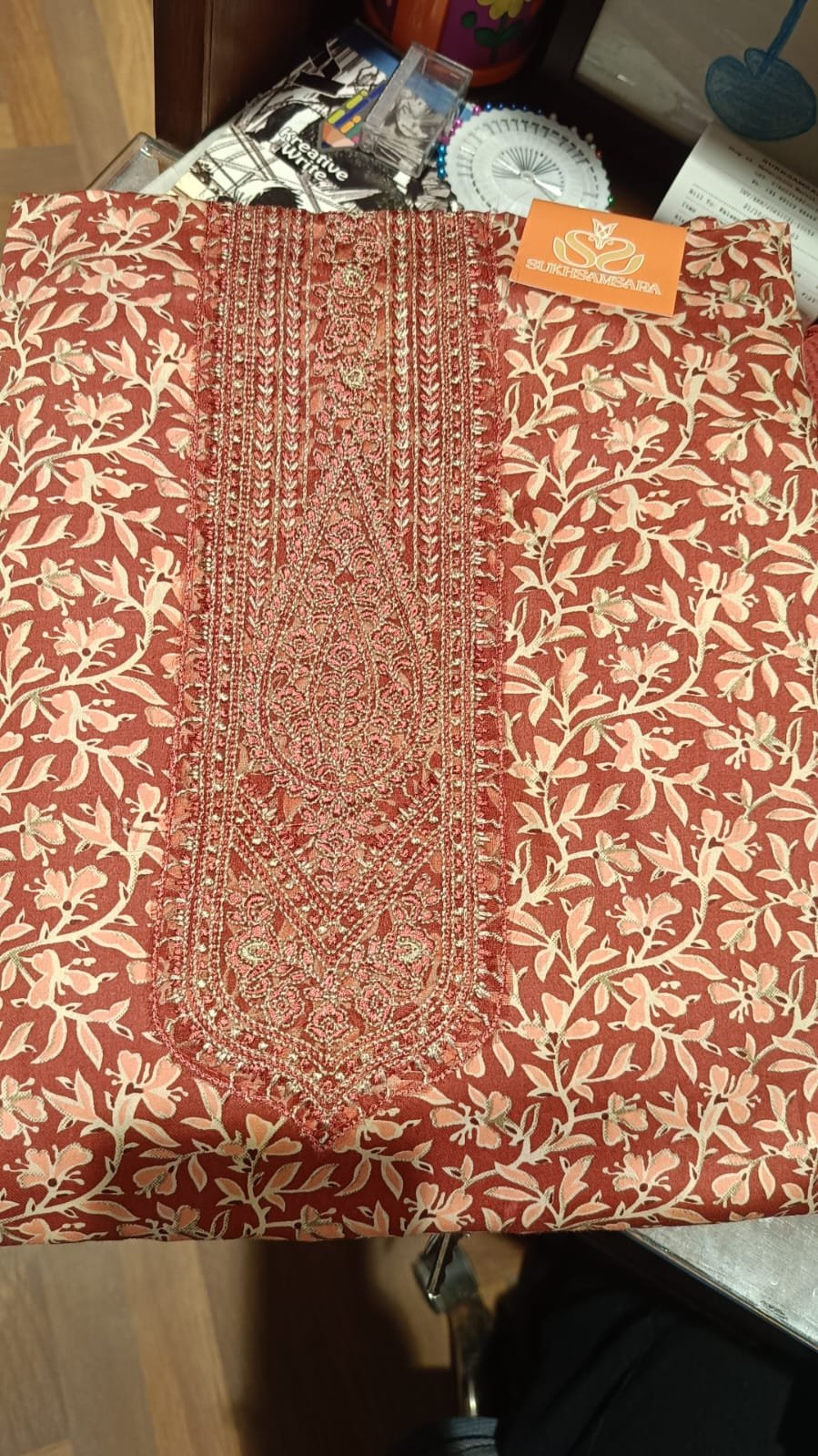 Rayon Fabric Unstitched Suit with Flower Print