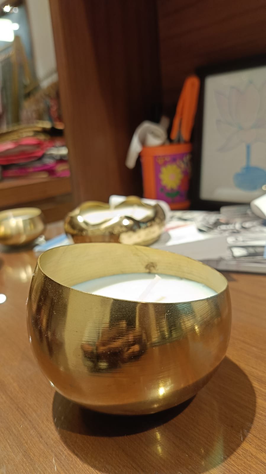 Premium Golden Metallic Bowl Scented Candle