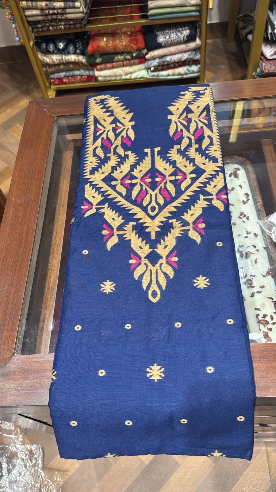 Neel Tara Bengali Cotton Unstitched 3-Piece Suit Set